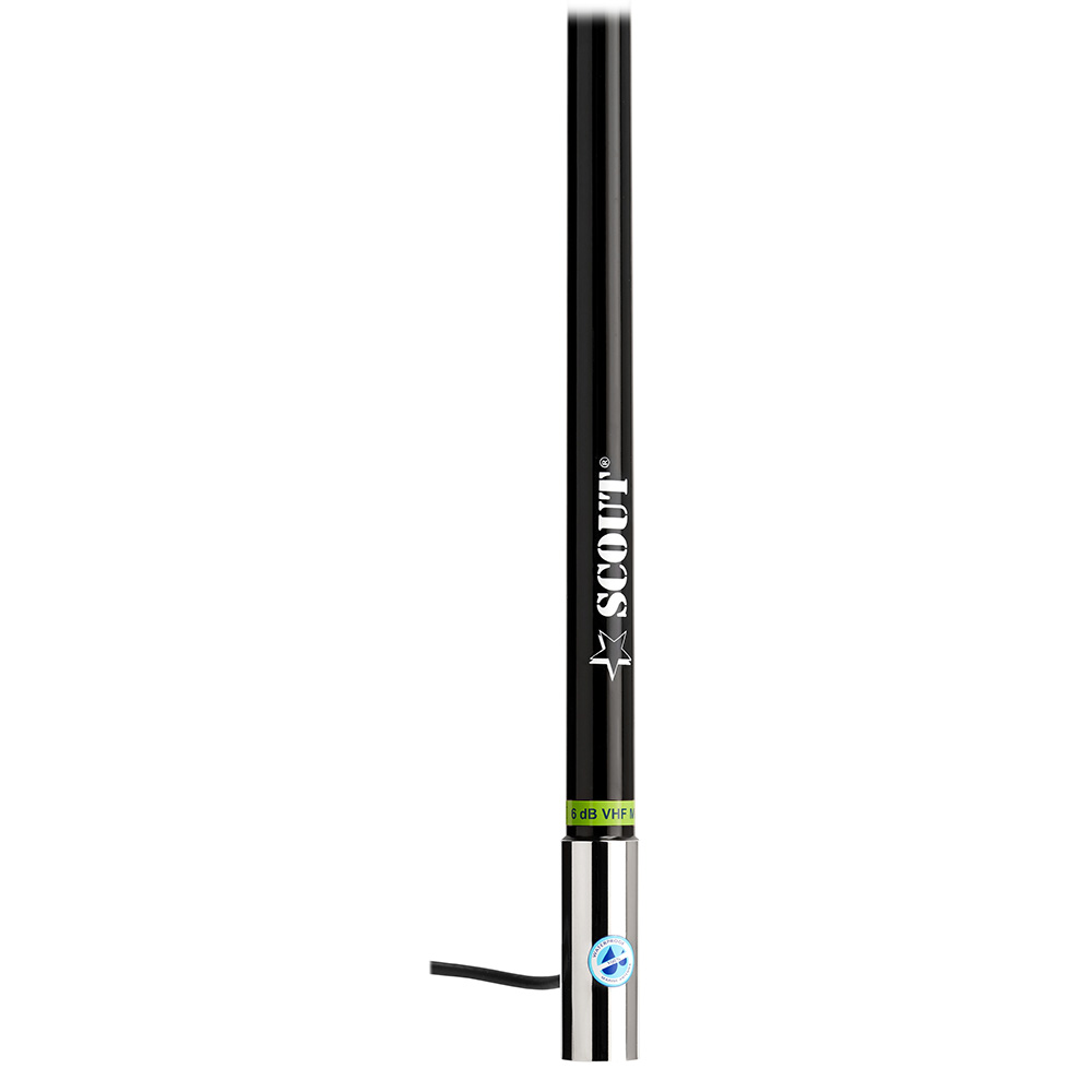 Scout 8' Black VHF Antenna 6dB Heavy Stainless Steel Ferrule w/6M RG-8x Includes PL-259 Heavy Duty Offshore Antenna KS-43 2