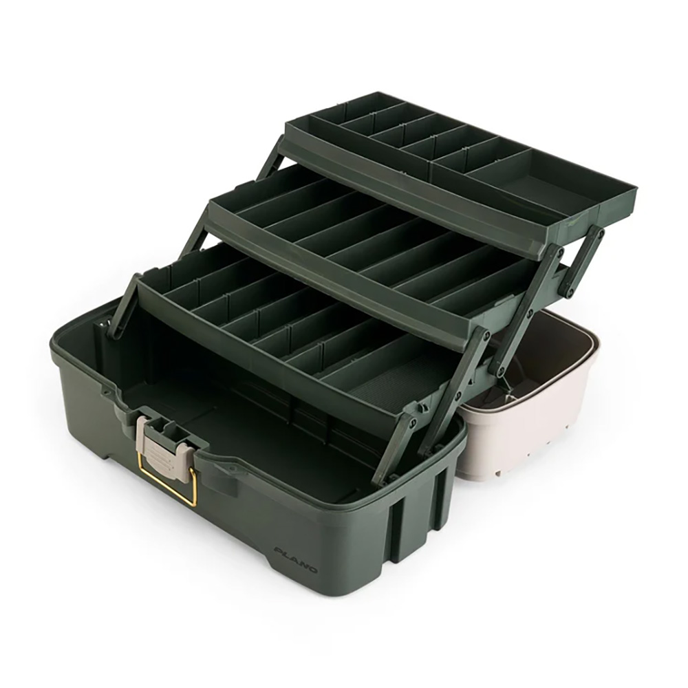 Plano Three-Tray Tackle Box - Green/Tan 2