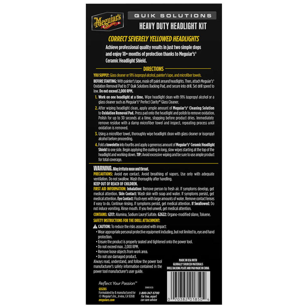 Meguiar's Quik Solutions Heavy Duty Headlight Kit 2