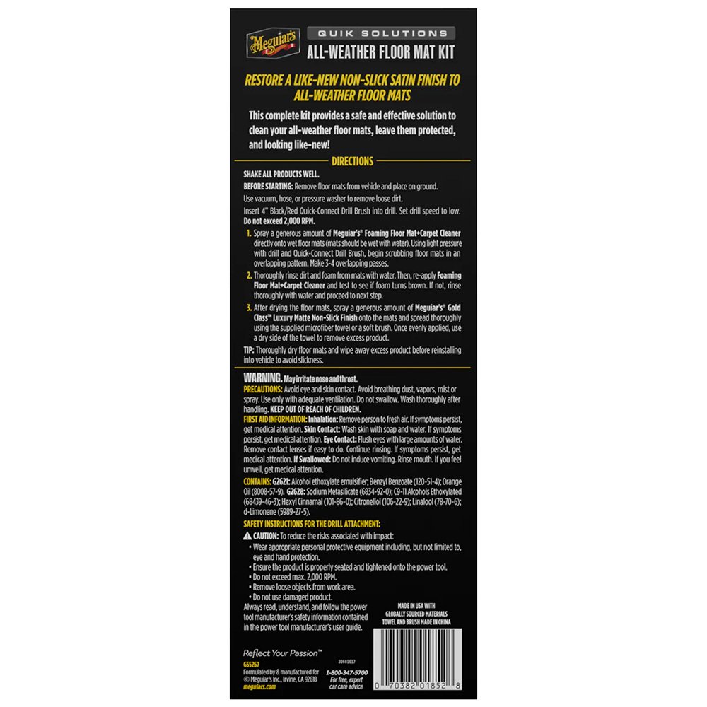 Meguiar's Quik Solutions All-Weather Floor Mat Kit 2