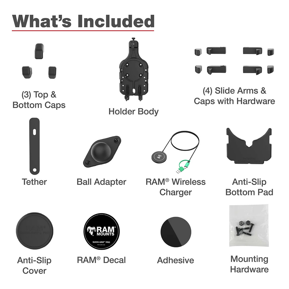 Ram Mount RAM&reg; Quick-Grip&trade; Pro w/Ball &amp; Qi2 15W Wireless Charger 3