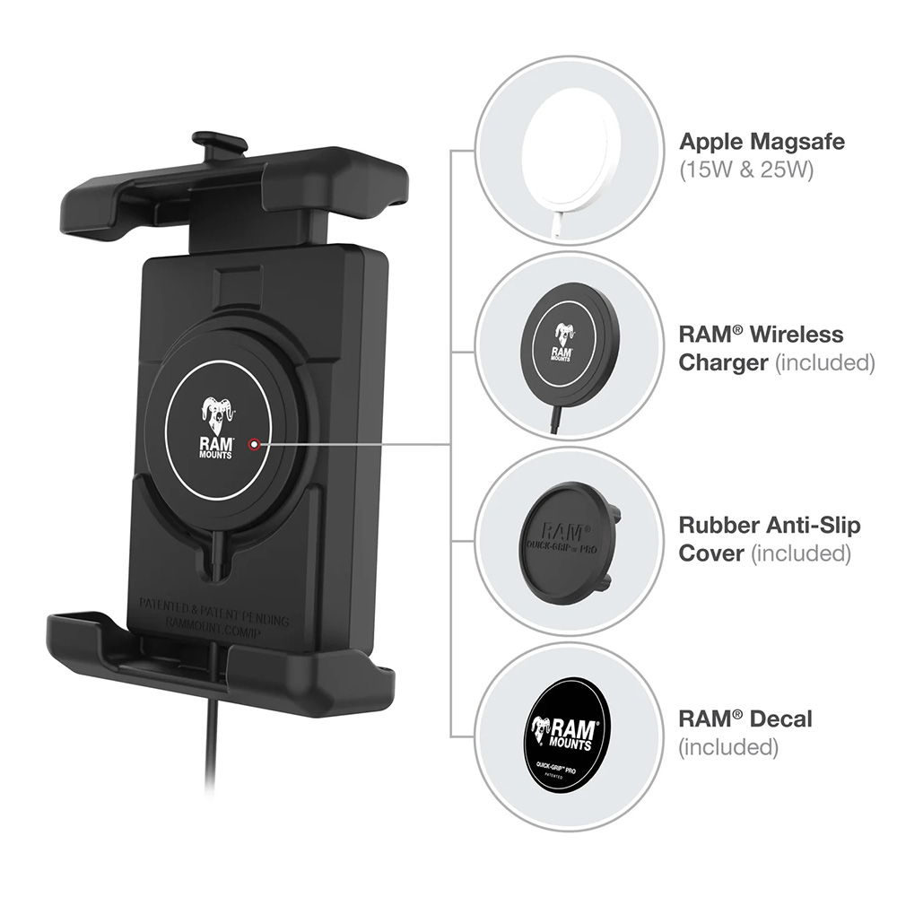 Ram Mount RAM&reg; Quick-Grip&trade; Pro XL w/Ball &amp; Qi2 15W Wireless Charger 4