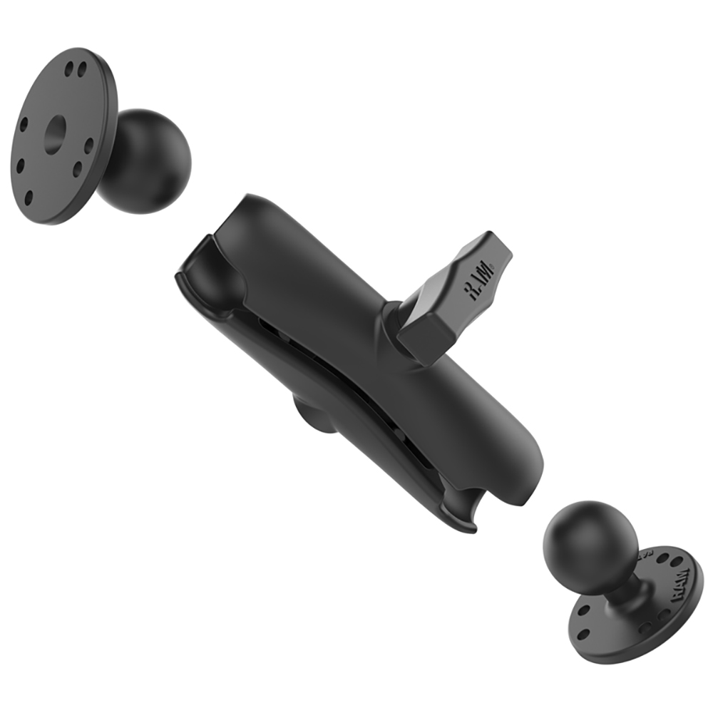 RAM Mount 1.5" Ball Double Socket Arm w/2 2.5" Round Bases - AMPs Pattern 2
