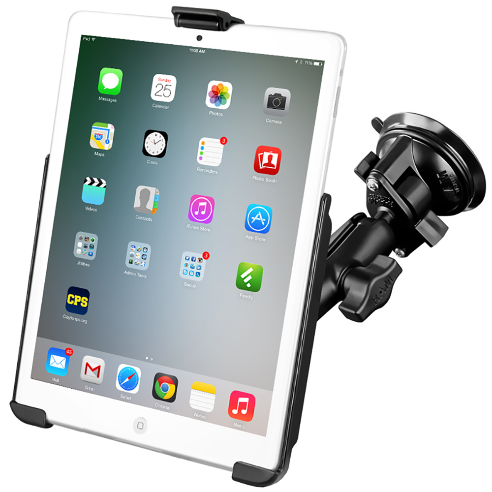 RAM Mount Suction Cup Mount w/Apple iPad mini EZ-ROLL'R Cradle 2