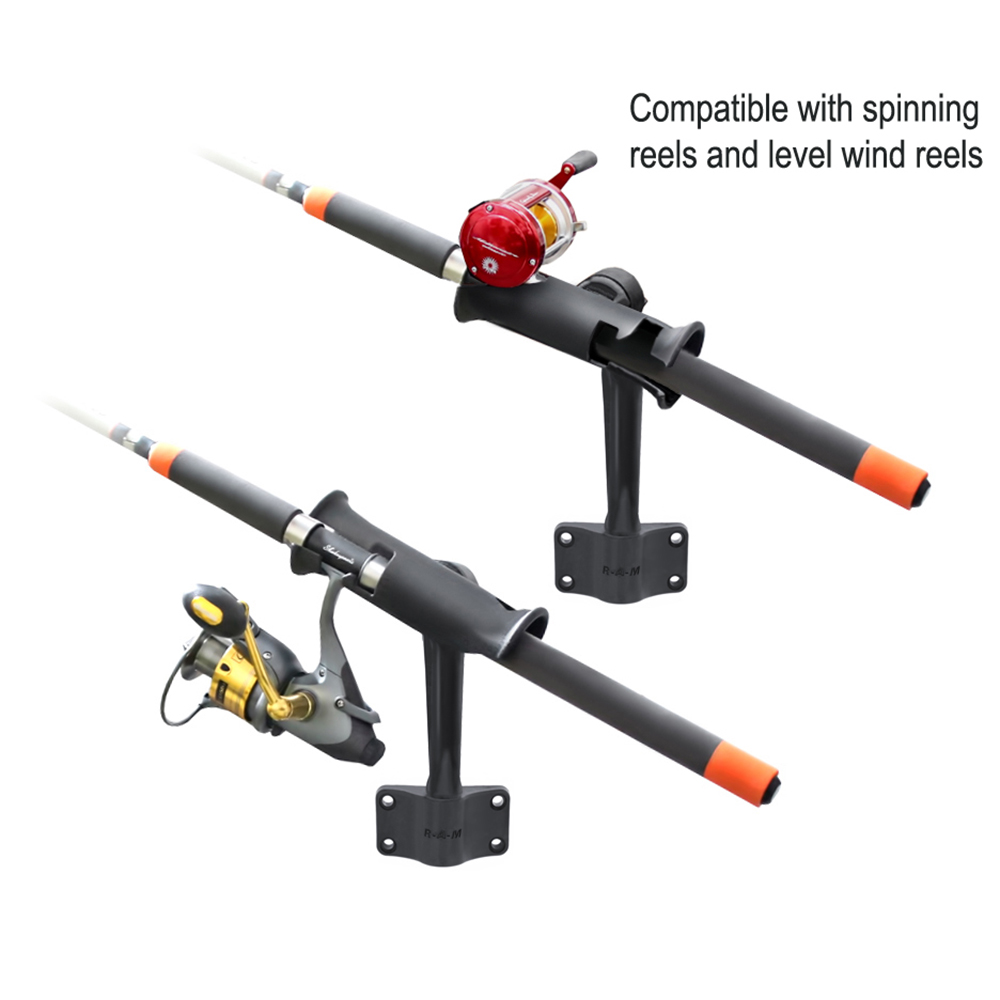 RAM Mount RAM Tube Jr. Fishing Rod Holder w/Standard 6" Length Post Spline & Bulkhead Mounting Base 3