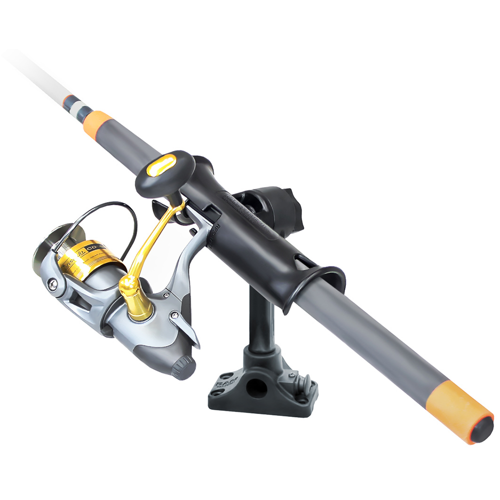 RAM Mount RAM Tube Jr. Fishing Rod Holder, Standard 6" Length Post Spline & Combo Bulkhead/Flat Surface Base w/Plunger 2