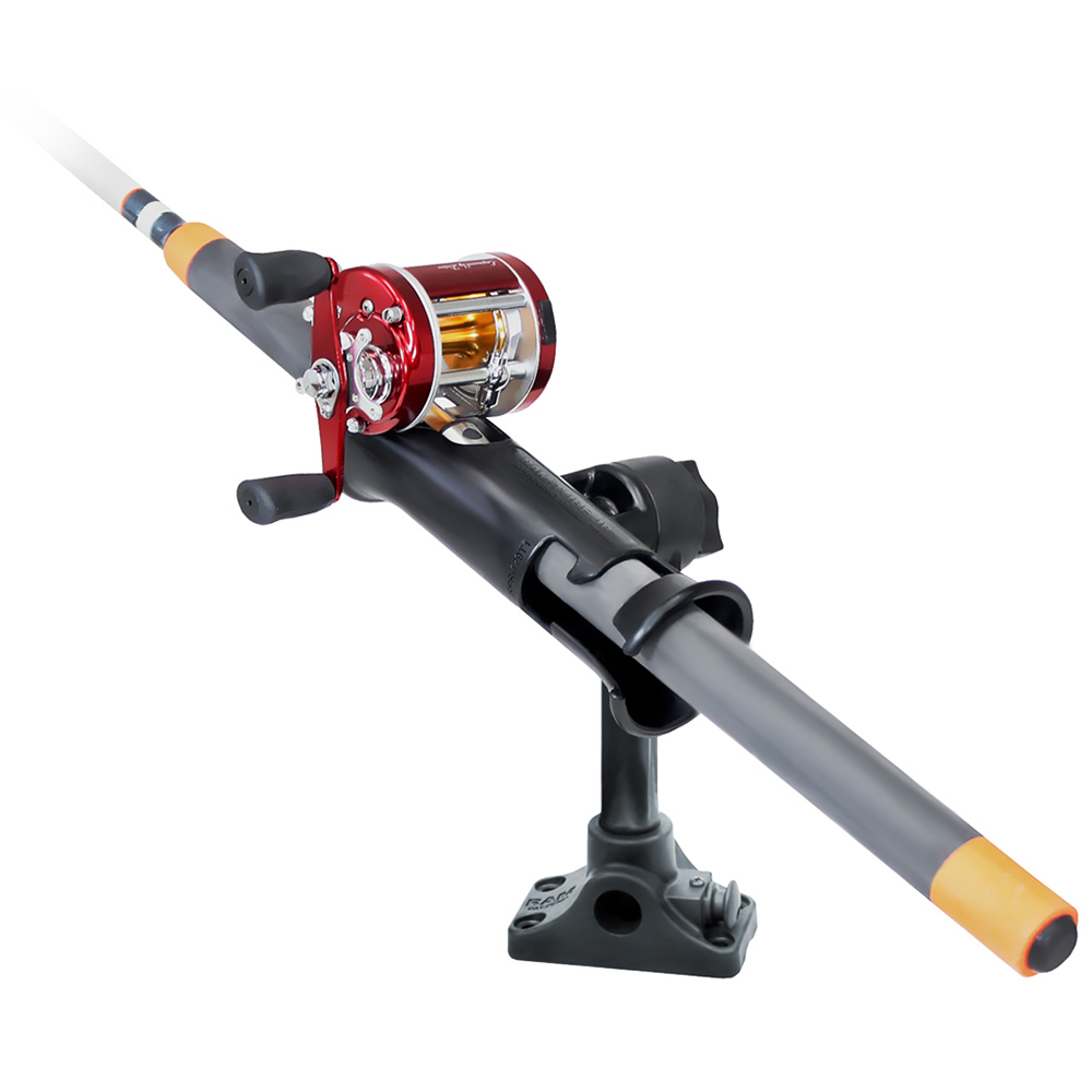 RAM Mount RAM Tube Jr. Fishing Rod Holder, Standard 6" Length Post Spline & Combo Bulkhead/Flat Surface Base w/Plunger 3