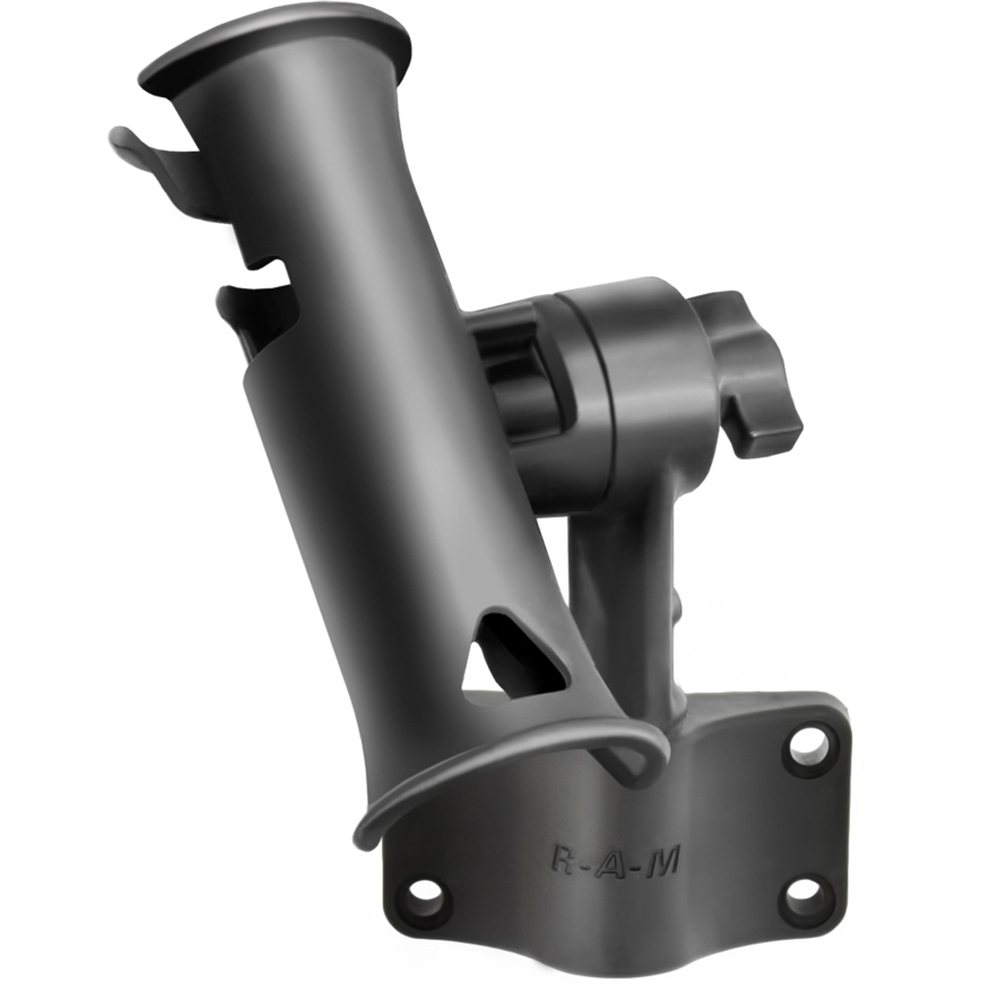 RAM Mount RAM Tube Jr. Fishing Rod Holder w/Short 4" Length Post Spline & Bulkhead Mounting Base 2
