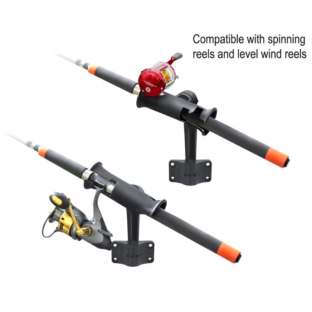 RAM Mount RAM Tube Jr. Fishing Rod Holder w/Short 4" Length Post Spline & Bulkhead Mounting Base 3