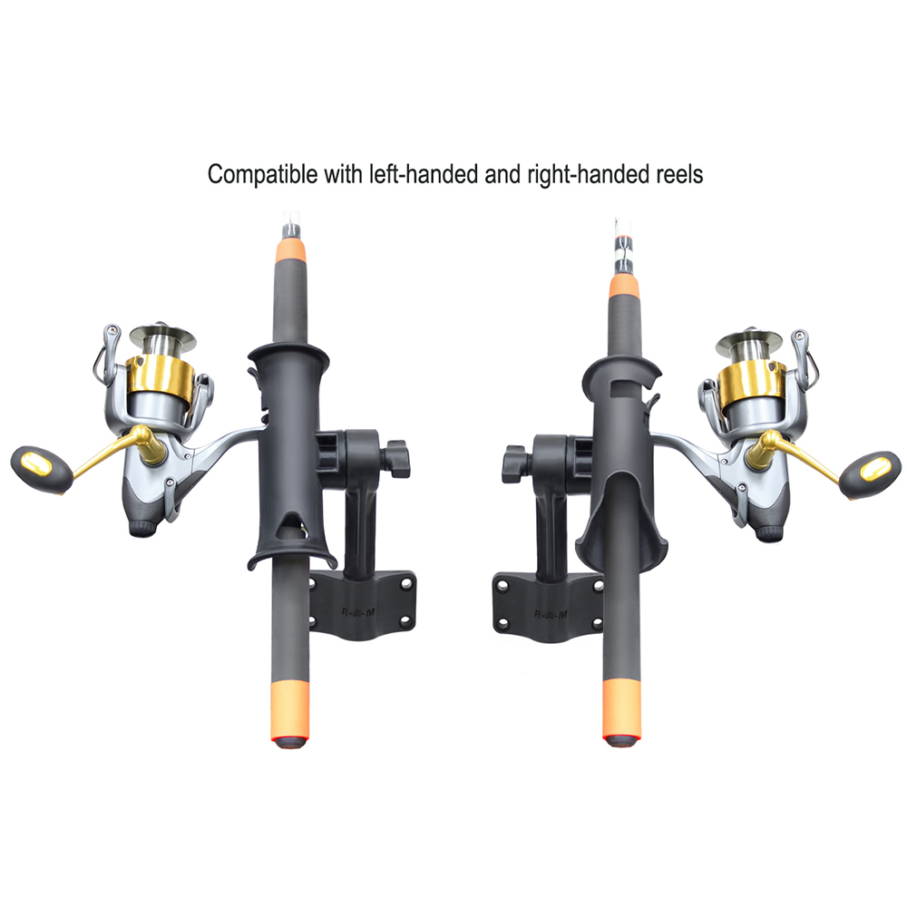 RAM Mount RAM Tube Jr. Fishing Rod Holder w/Short 4" Length Post Spline & Bulkhead Mounting Base 4