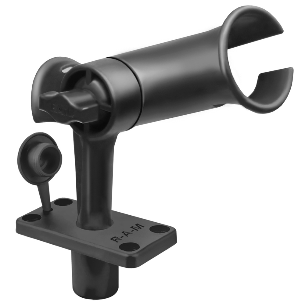 RAM Mount RAM Tube Jr. Rod Holder w/Short 4" Length Post Spline & Flush Mounting Base 2