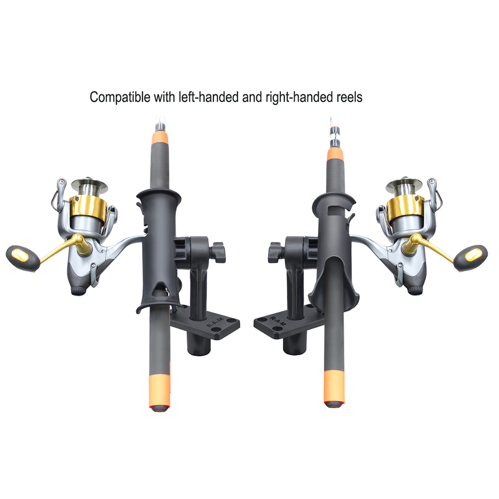 RAM Mount RAM Tube Jr. Rod Holder w/Short 4" Length Post Spline & Flush Mounting Base 4