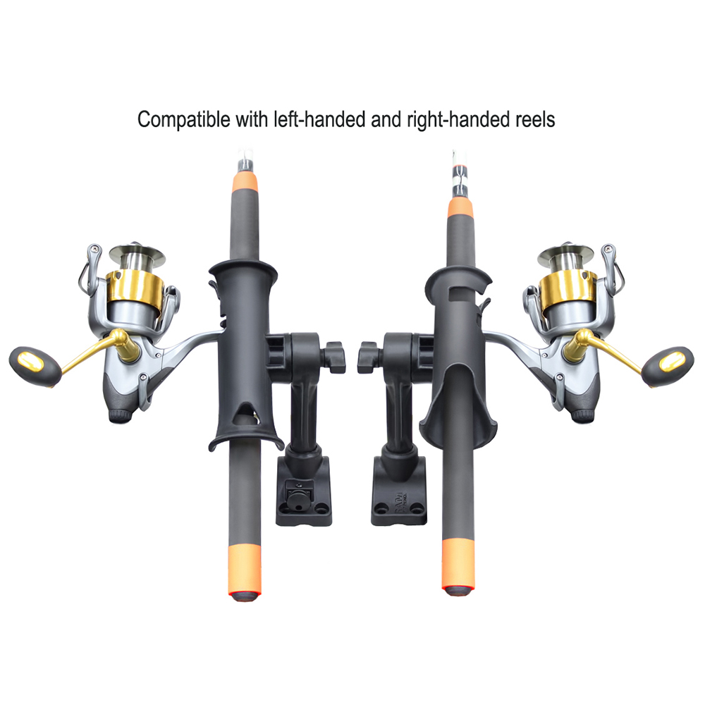 RAM Mount RAM Tube Jr. Fishing Rod Holder, Standard 4" Length Post Spline & Combo Bulkhead/Flat Surface Base w/Plunger 4