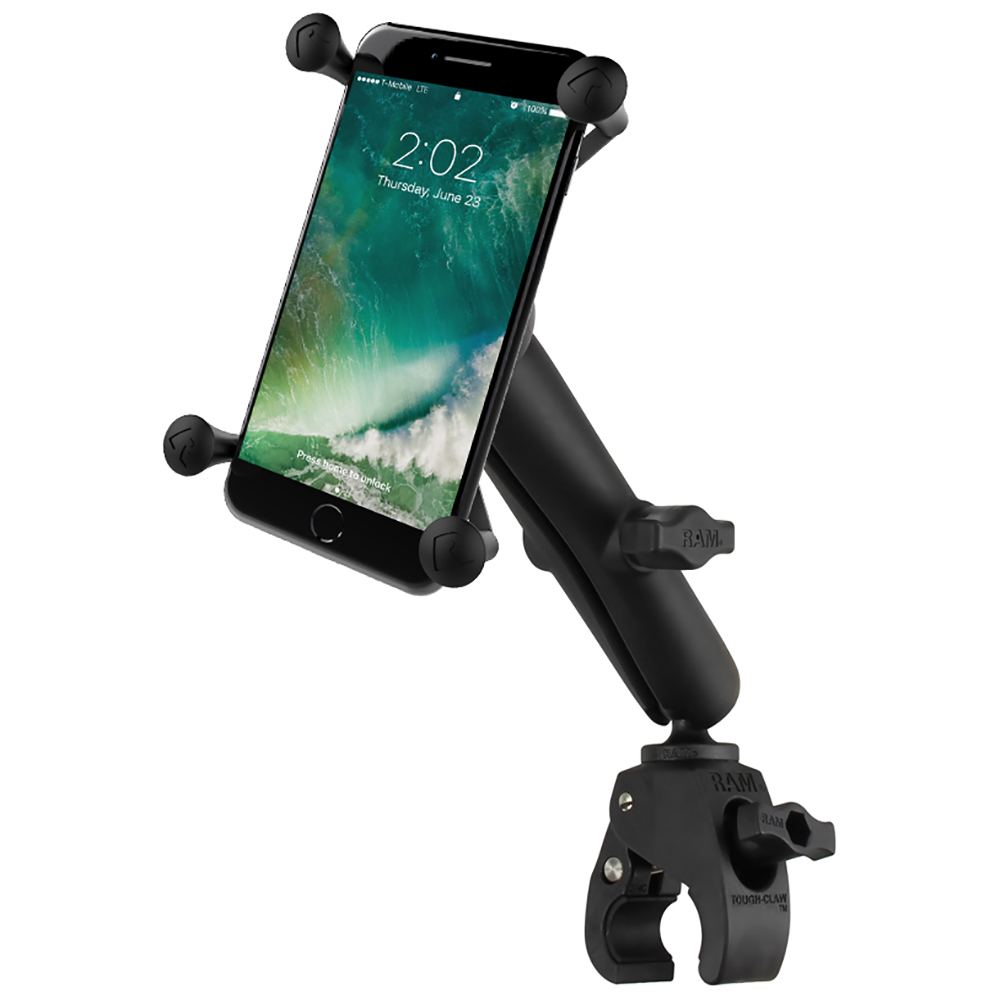 RAM Mount Tough-Claw Base w/Long Double Socket Arm & Universal X-Grip&reg; IV f/Large Phone/Phablet Cradle 2