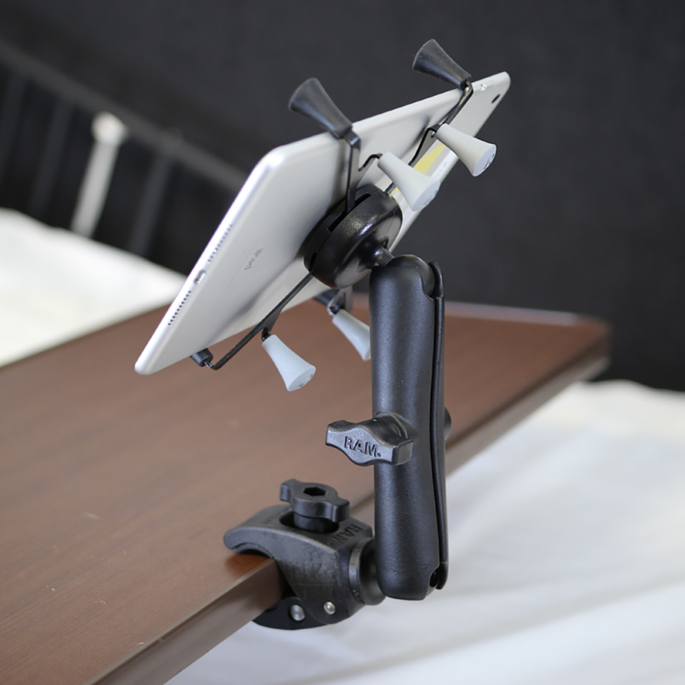 RAM Mount Tough-Claw Base w/Long Double Socket Arm & Universal X-Grip&reg; Cradle w/1" Ball f/7" Tablets 3