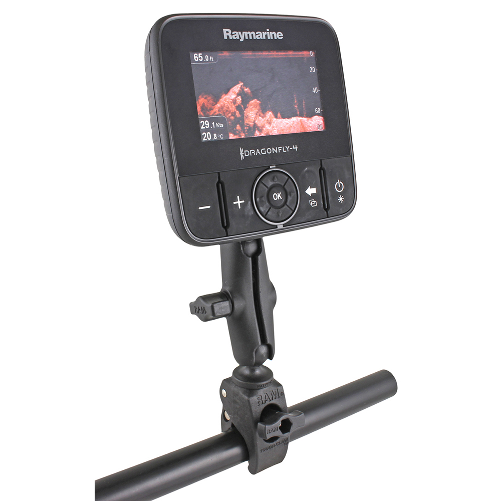 RAM Mount Small Tough-Claw Base w/1" Ball & M6 x 30 SS Hex Head Bolt f/Raymarine Dragonfly-4/5 & WiFish 2