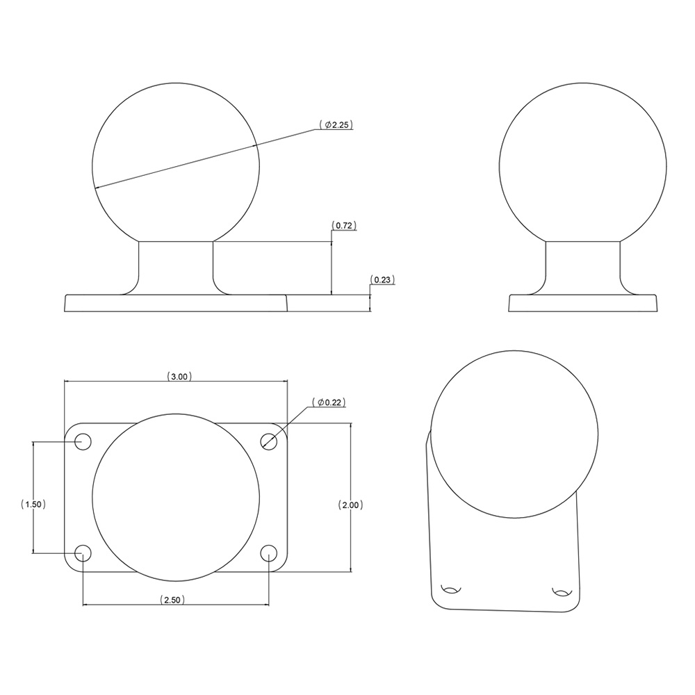 RAM Mount 2" x 3" Rectangle Base w/2.25" Ball 2