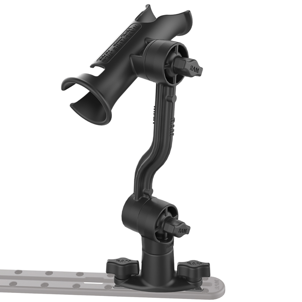 RAM Mount RAM Tube Jr.&trade; Rod Holder with Spline Post, Extension Arm and Track Base 4