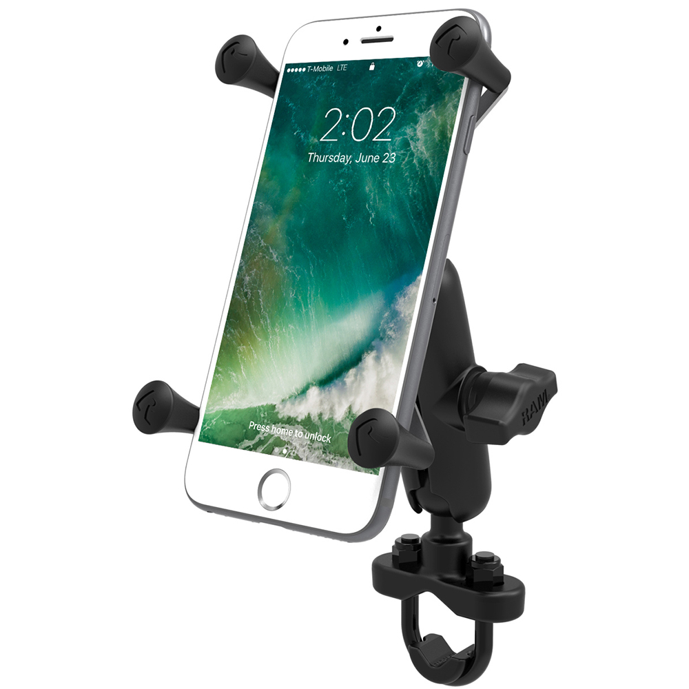 RAM Mount Handlebar Rail Mount w/Zinc Coated U-Bolt Base &amp; Universal X-Grip&reg; Large Phone/Phablet Cradle 2