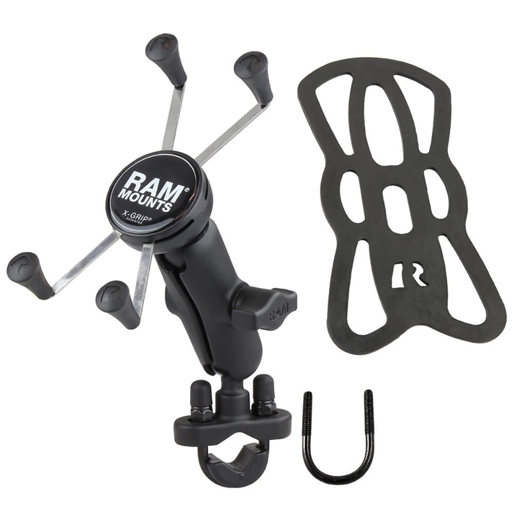 RAM Mount Handlebar Rail Mount w/Zinc Coated U-Bolt Base &amp; Universal X-Grip&reg; Large Phone/Phablet Cradle 3