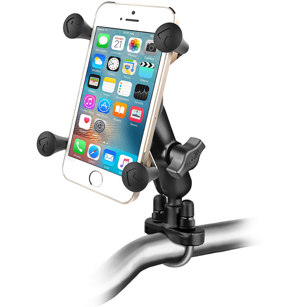 RAM Mount Handlebar Rail Mount w/Zinc Coated U-Bolt Base and Universal X-Grip&reg; Cell/iPhone Cradle 2