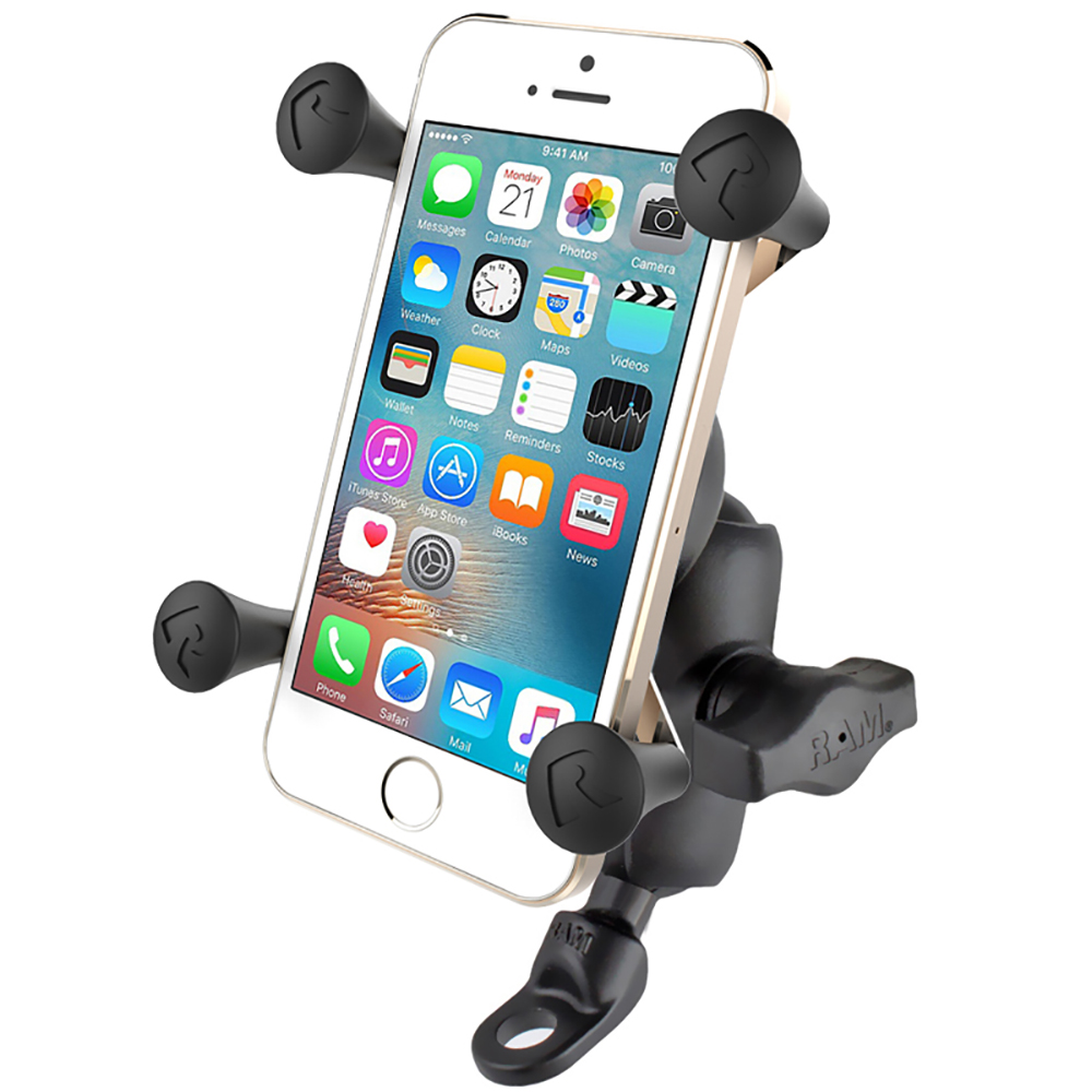 RAM Mount 9mm Angled Base Motorcycle Mount w/Short Double Socket Arm &amp; Universal X-Grip&reg; Cell/iPhone Cradle 2