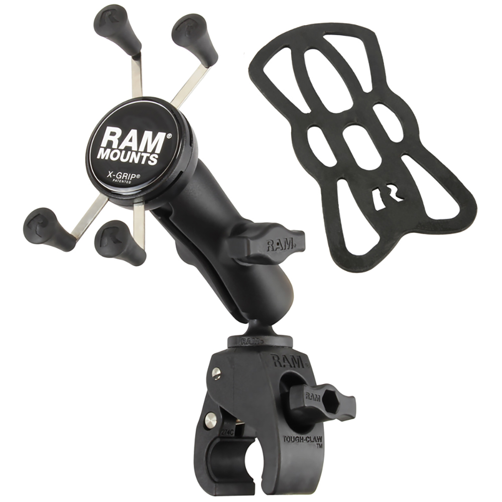 RAM Mount Small Tough-Claw&trade; Base w/Double Socket Arm &amp; Universal X-Grip&reg; Cell/iPhone Cradle 2