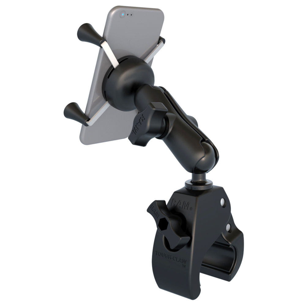 RAM Mount Small Tough-Claw&trade; Base w/Double Socket Arm &amp; Universal X-Grip&reg; Cell/iPhone Cradle 3