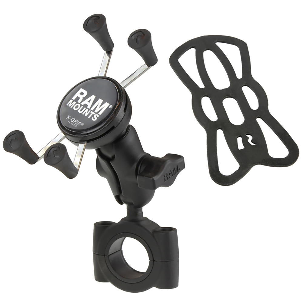 RAM Mount RAM&reg; Torque&trade; 1 1/8" - 1 1/2" Diameter Handlebar/Rail Base with B Size 1" Ball, Short Arm and X-Grip&reg; for Phones 2