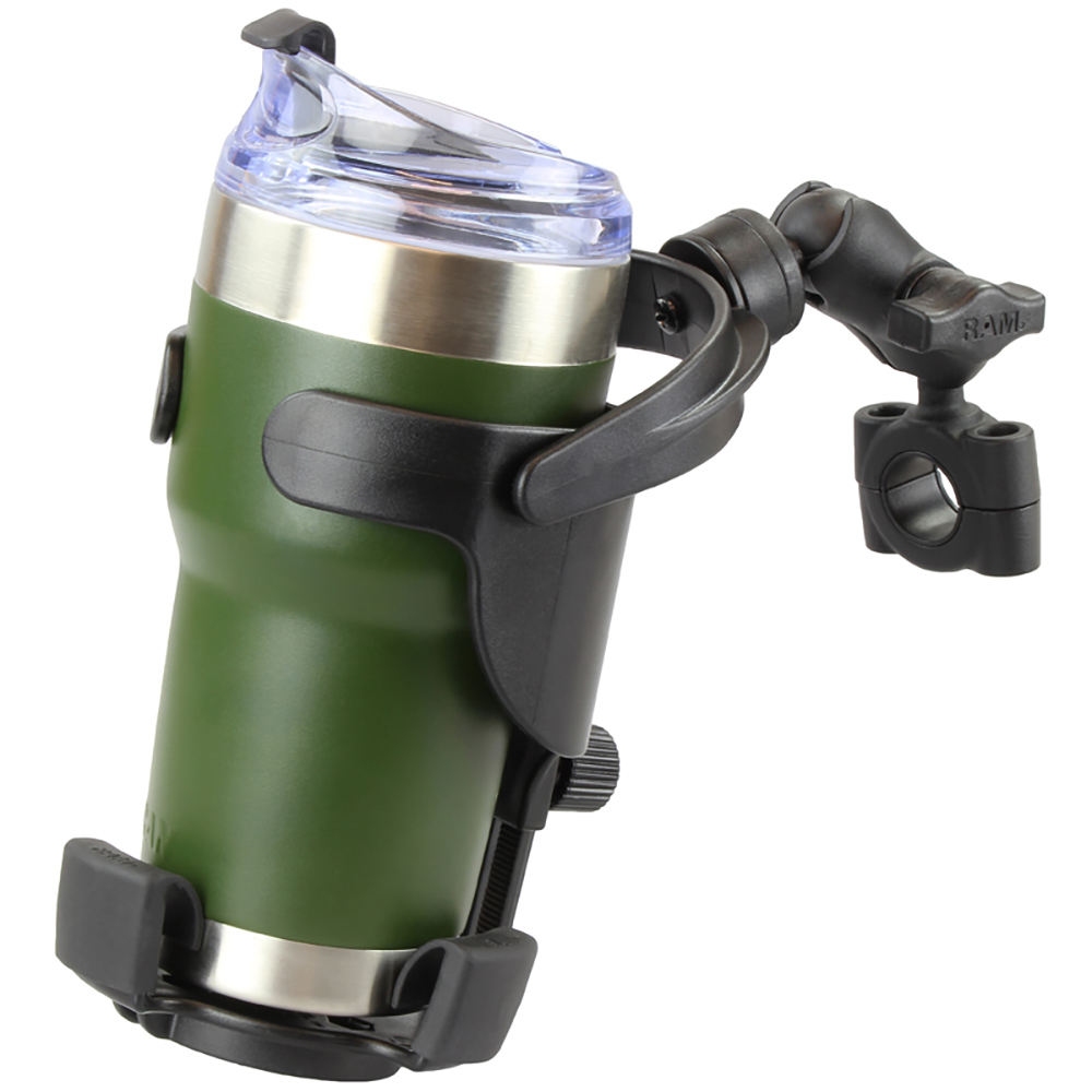 RAM Mount RAM Level Cup&trade; XL with Torque&trade; 3/4" &ndash; 1" Diameter Rail Base and Short Arm 2