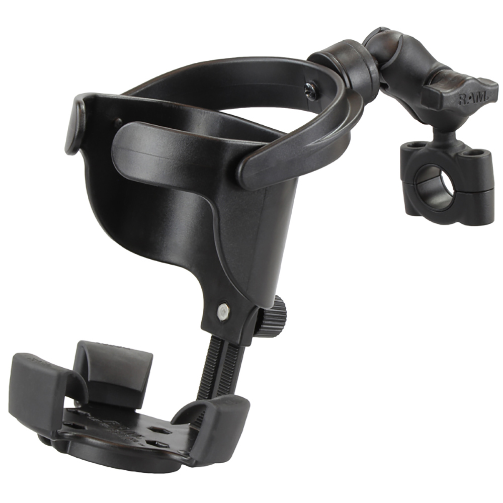 RAM Mount RAM Level Cup&trade; XL with Torque&trade; 3/4" &ndash; 1" Diameter Rail Base and Short Arm 5
