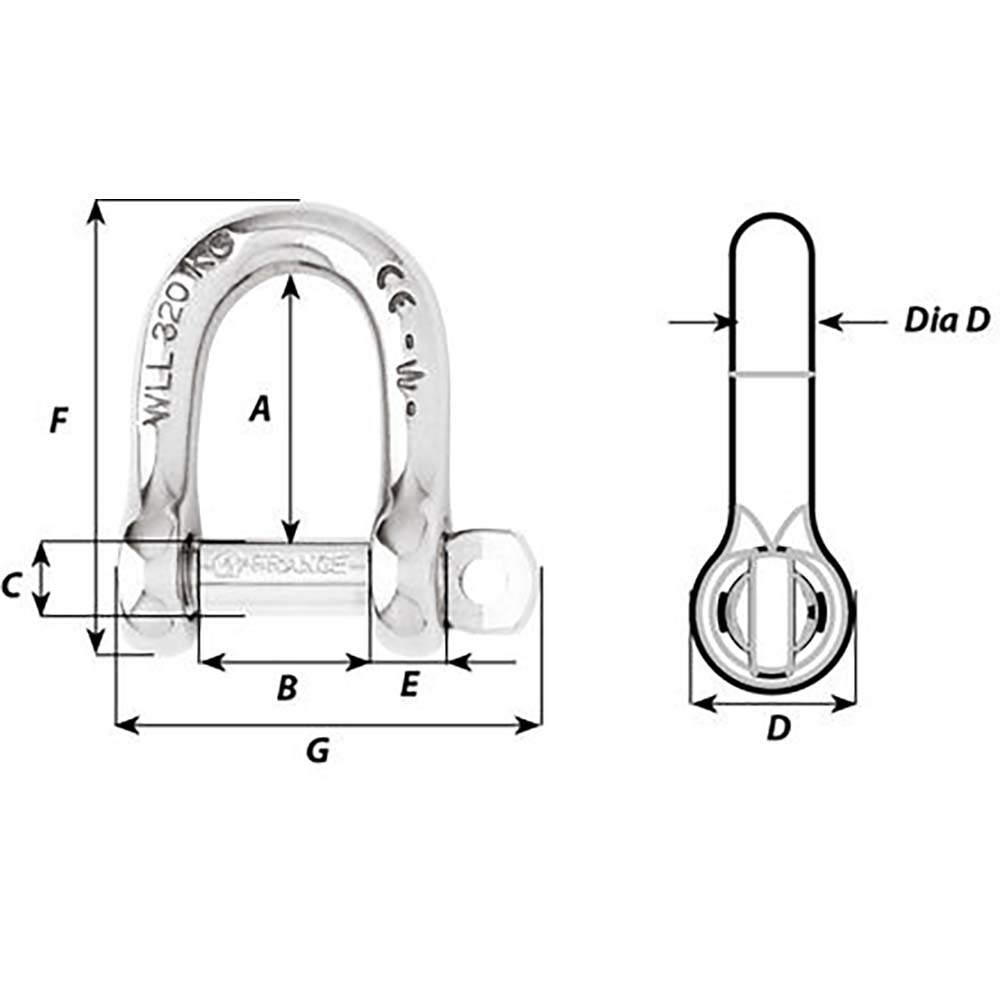 Wichard Self-Locking D Shackle - Diameter 4mm - 5/32" 2