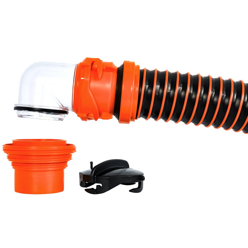 Camco RhinoEXTREME 15&#39; Sewer Hose Kit w/Swivel Fitting 4 In 1 Elbow Caps