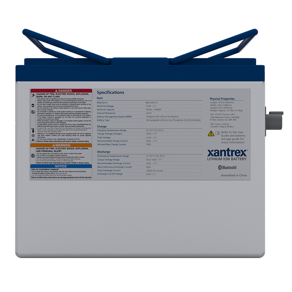 Xantrex Lithium Ion Phosphate (LiFePO4) Battery - 105AH - 12VDC 2
