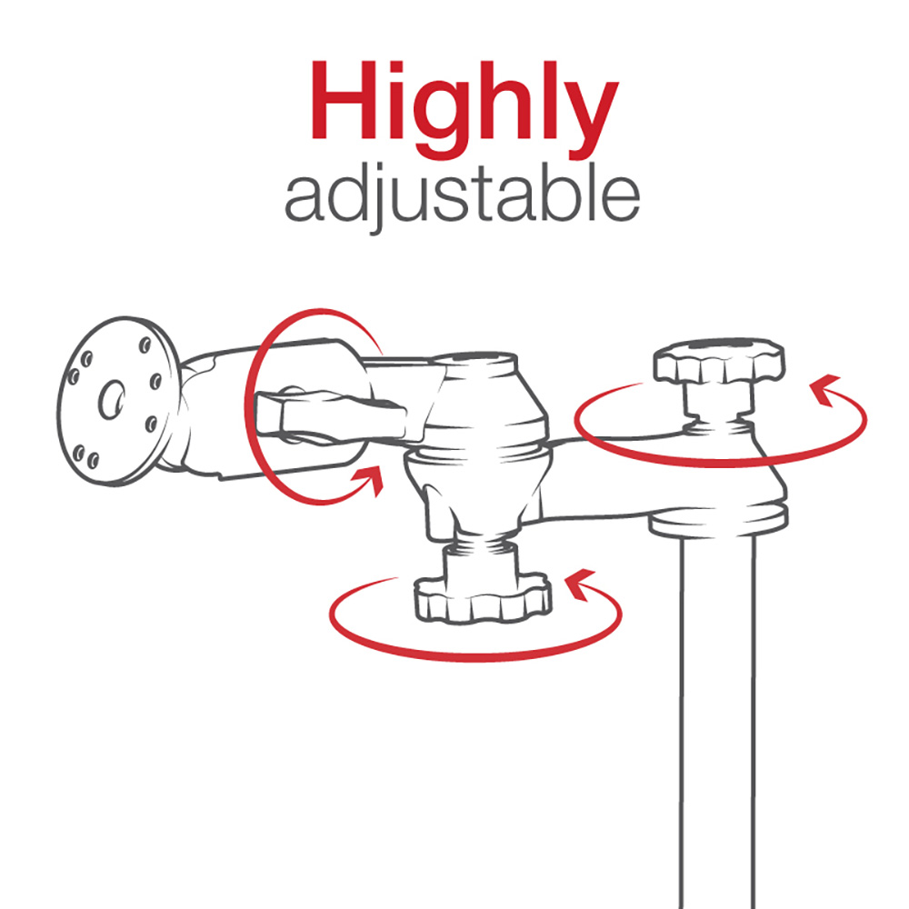RAM Mount RAM&reg; 12" Upper Pole with Double Swing Arms &amp; Round Plate 2