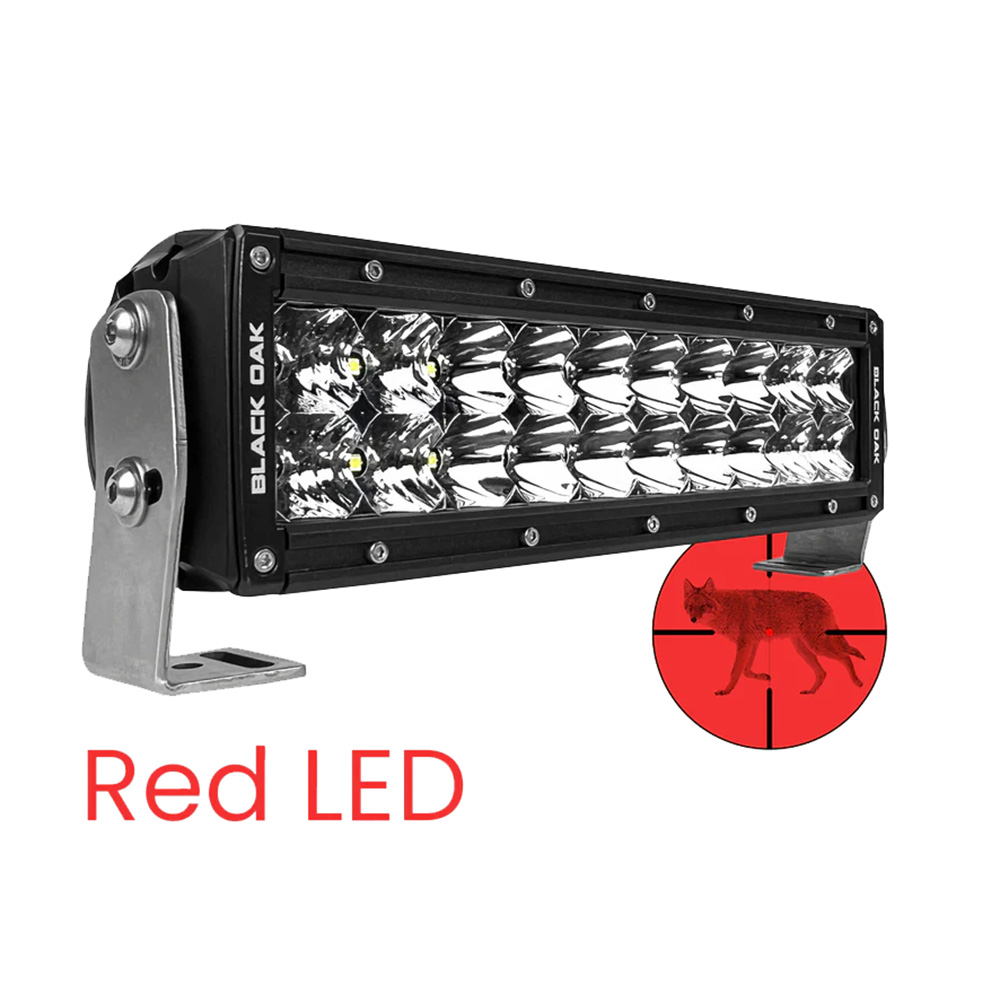 Black Oak 10" Red LED Predator Hunting Light Bar - Combo Optics - Black Housing - Pro Series 3.0 2