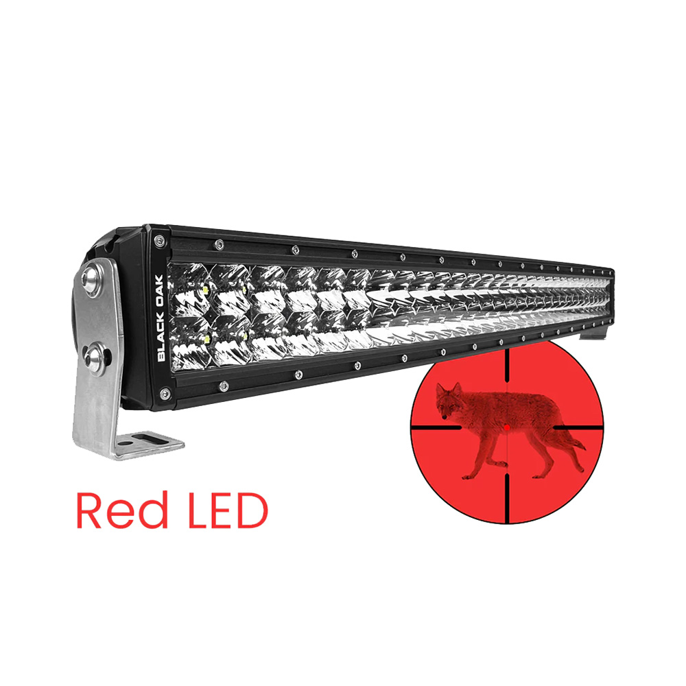 Black Oak 30" Curved Double Row Red LED Predator Hunting Light Bar - Combo Optics - Black Housing - Pro Series 3.0 2