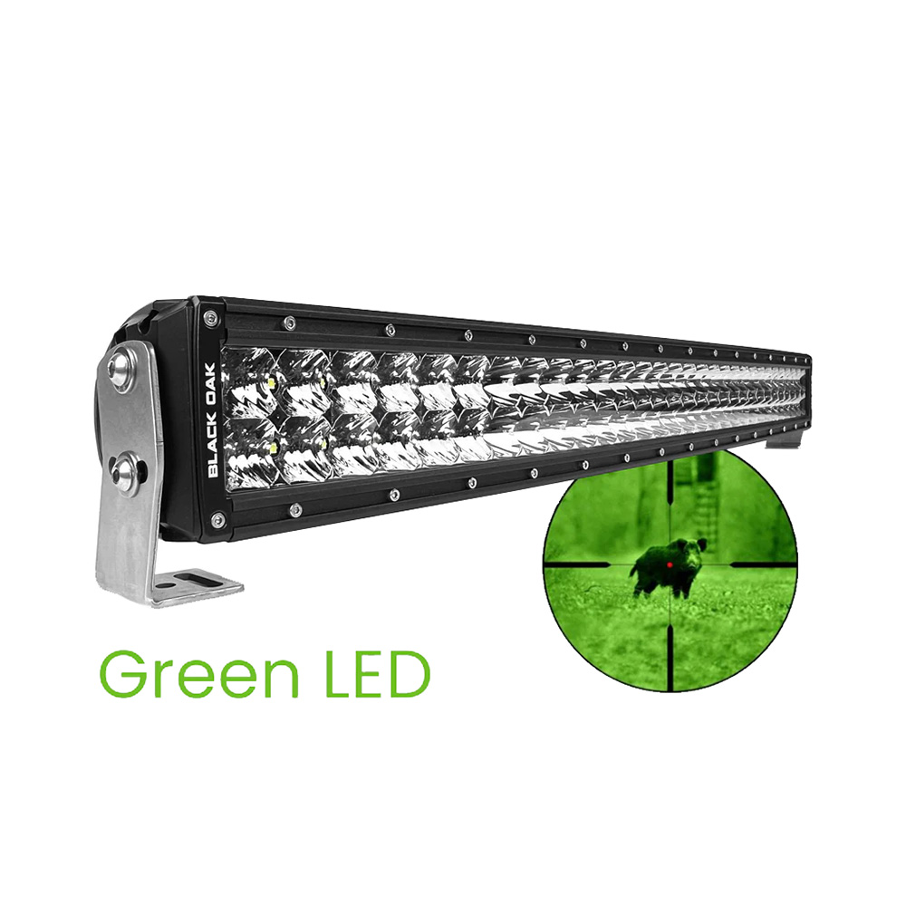 Black Oak 30" Curved Double Row Green LED Hog Hunting Light Bar - Combo Optics - Black Housing - Pro Series 3.0 2