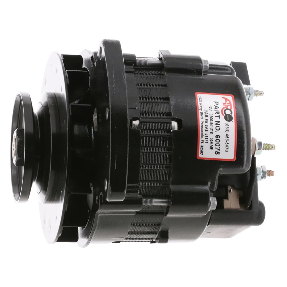 ARCO Marine Premium Replacement Universal Alternator w/Single Groove Pulley - 12V 55A 2