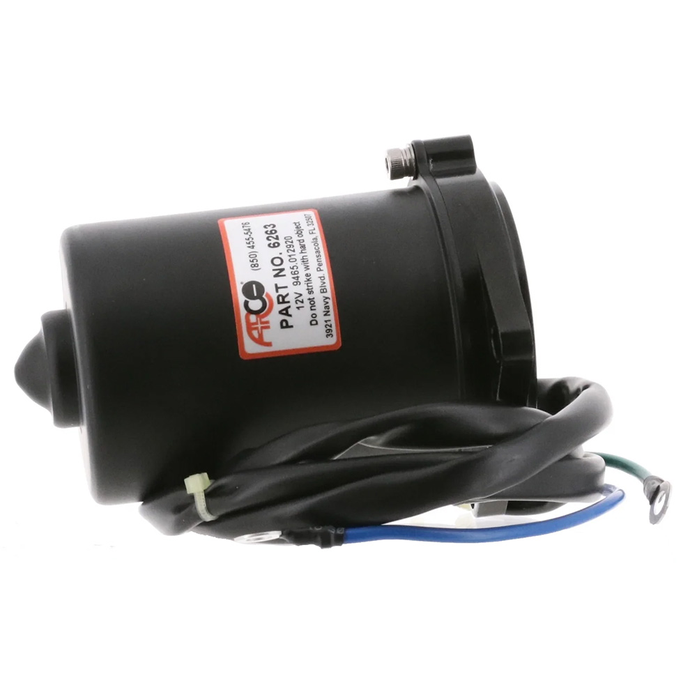 ARCO Marine Replacement Outboard Tilt Trim Motor - Yamaha, 2-Wire, 3 Bolt, Flat Blade Shaft 2