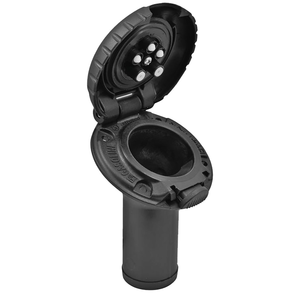 Attwood Deck Fill f/Carbon Canister System - Angled Body &amp; Scalloped Black Plastic Cap 2