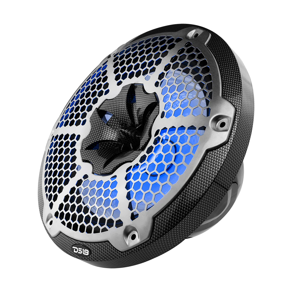 DS18 HYDRO 10&quot; 2-Way Speakers w/Bullet Tweeter &amp; Integrated RGB LED Lights - Carbon Fiber